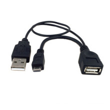 Custom Cables USB Power Cables Factory USB2.0 Type a Female to Micro USB 5pin+usb2.0 Type a Male Mobile Phone Computer 1m Camera